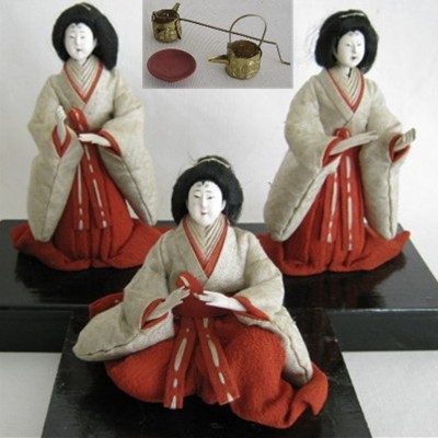 Antique Japanese Hina Court Lades, Set of 3
